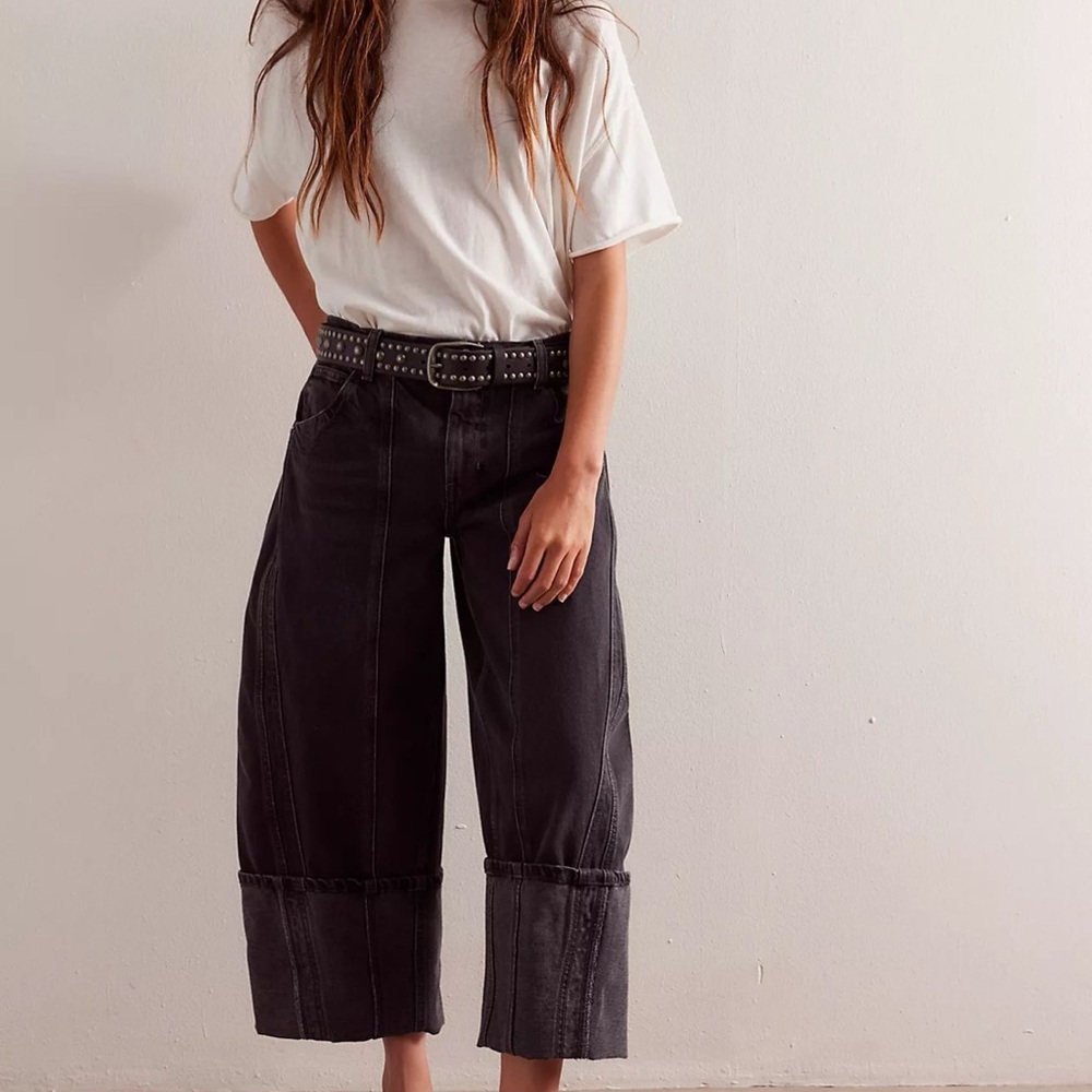 Free People Black Cropped Jeans